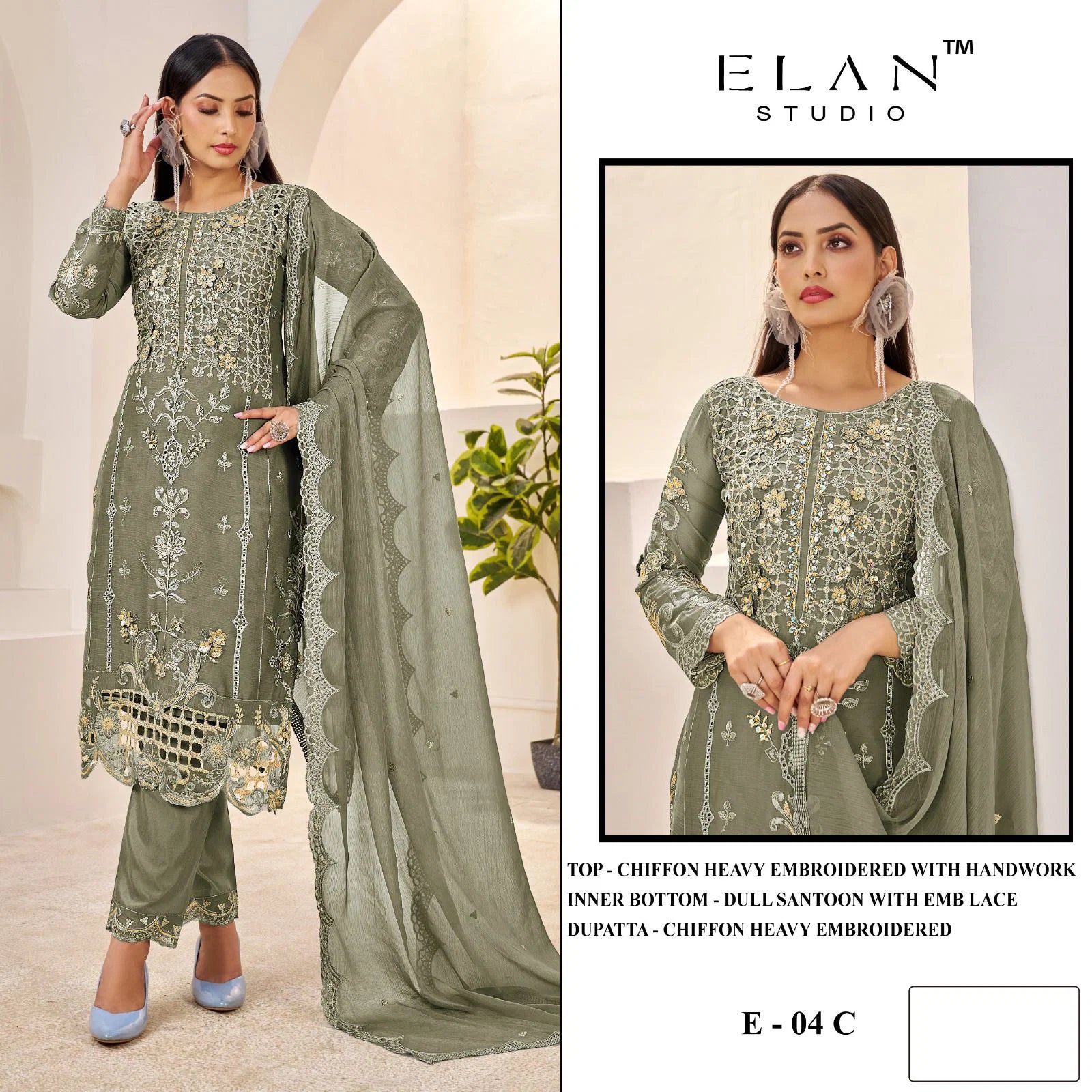 Elan E 04 Chiffon Embroidered Salwar Kameez Collection