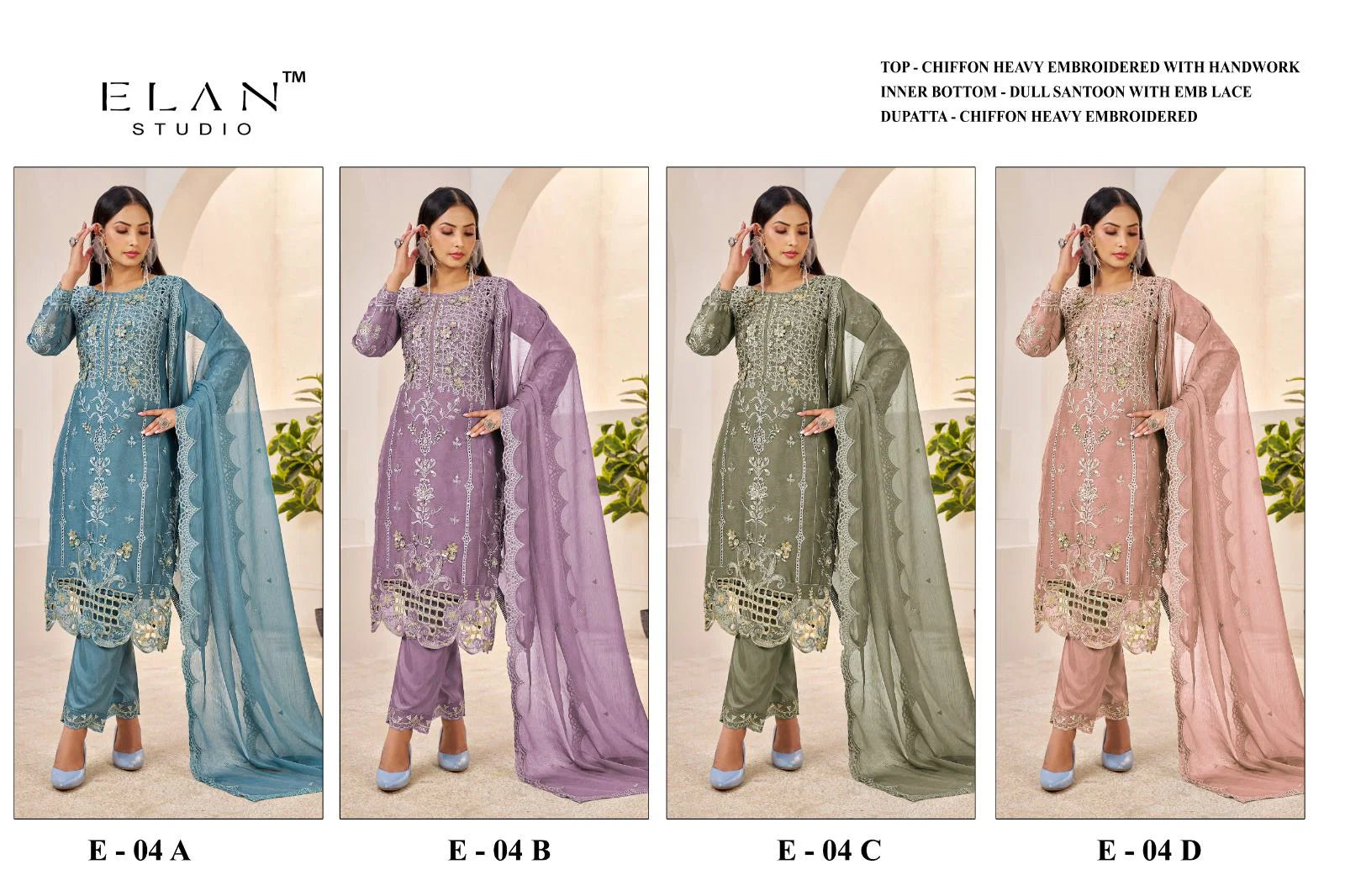 Elan E 04 Chiffon Embroidered Salwar Kameez Collection