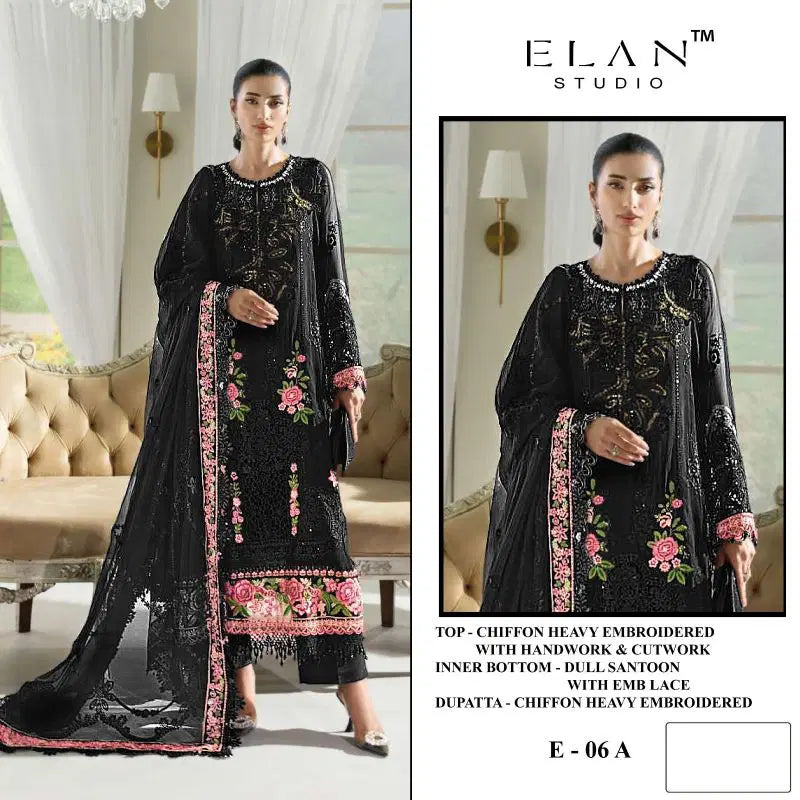 Elan E 06 A To D Chiffon Embroidered Salwar Kameez