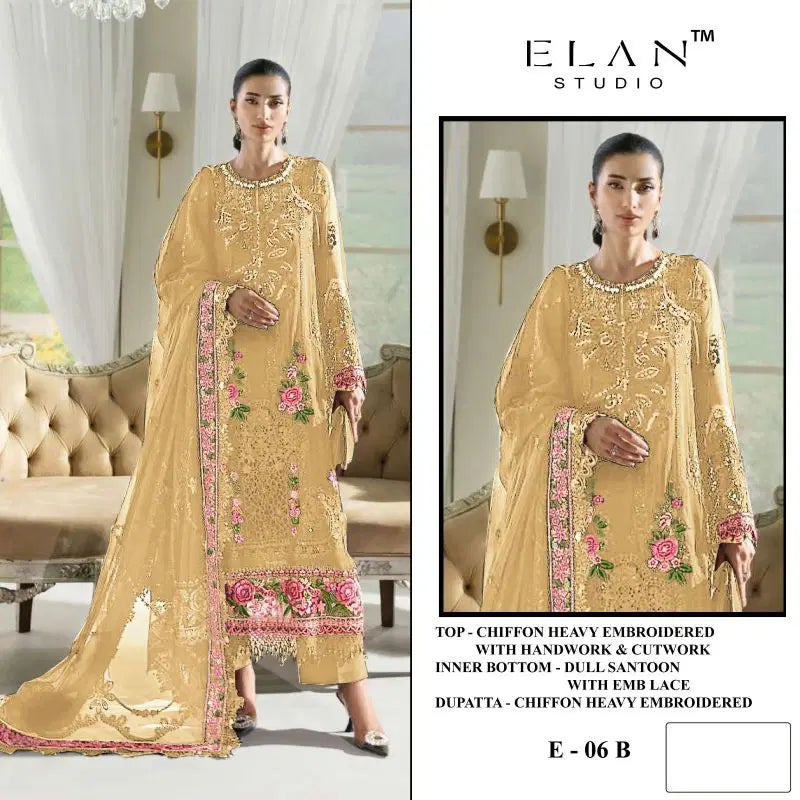 Elan E 06 A To D Chiffon Embroidered Salwar Kameez