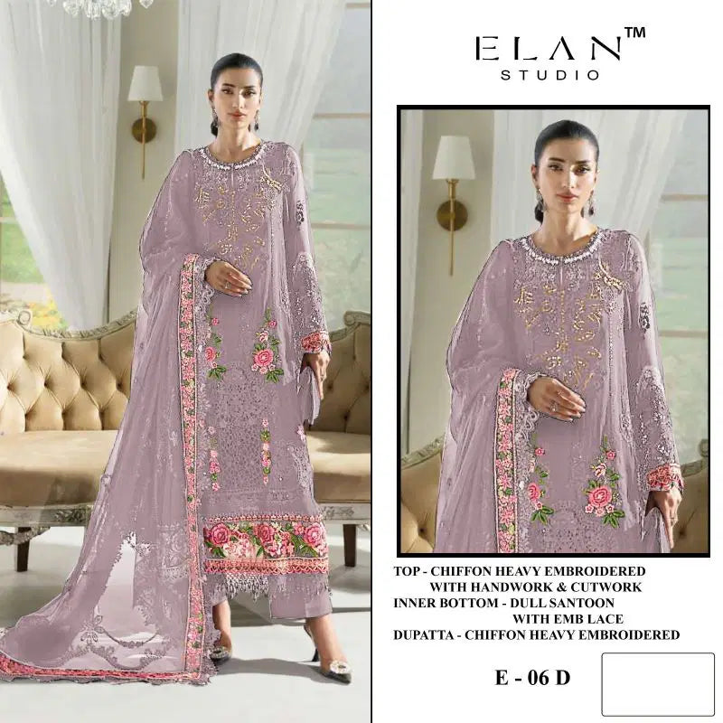 Elan E 06 A To D Chiffon Embroidered Salwar Kameez