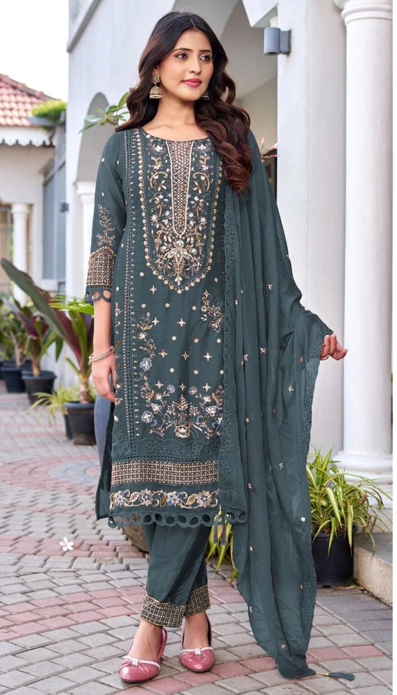 Elan E 10 A To D Chiffon Embroidered Salwar Kameez