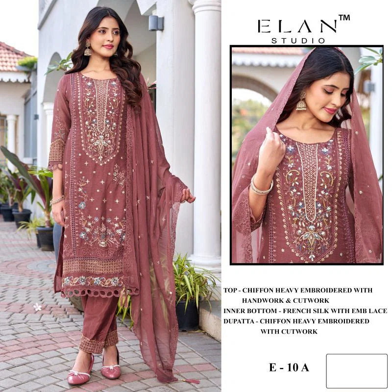 Elan E 10 A To D Chiffon Embroidered Salwar Kameez