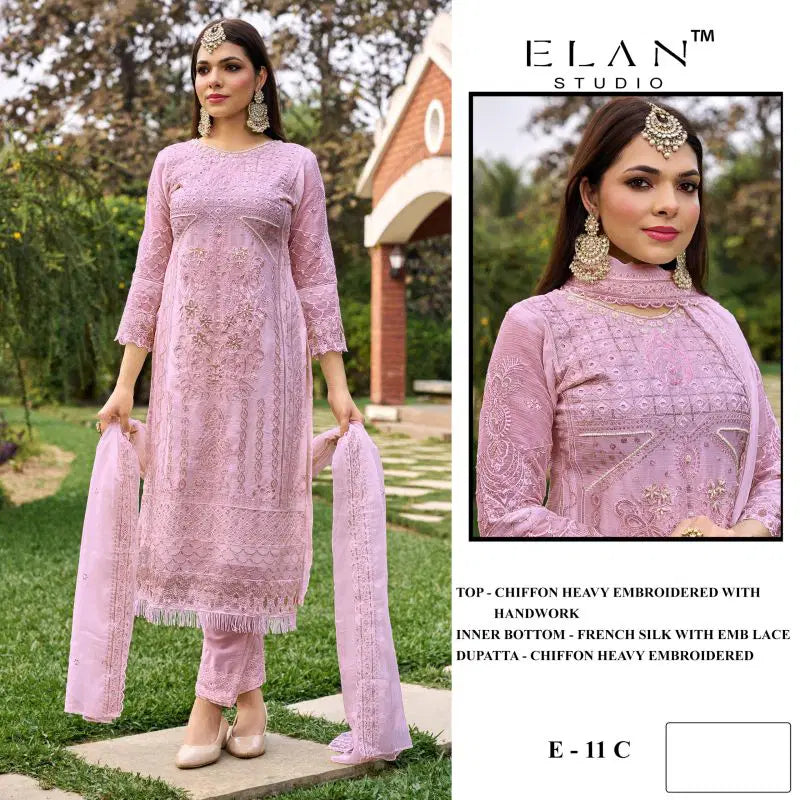 Elan E 11 A To D Chiffon Embroidered Salwar Kameez