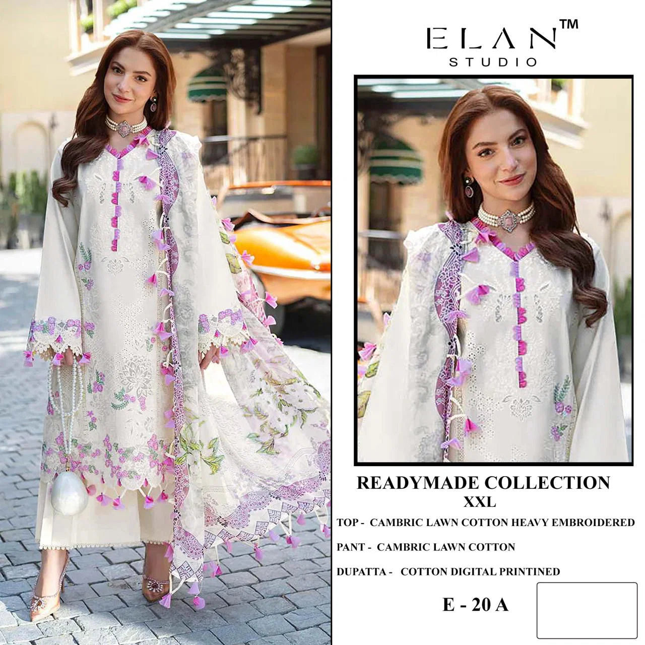 Elan E 20 Cambric Cotton Embroidered Salwar Kameez