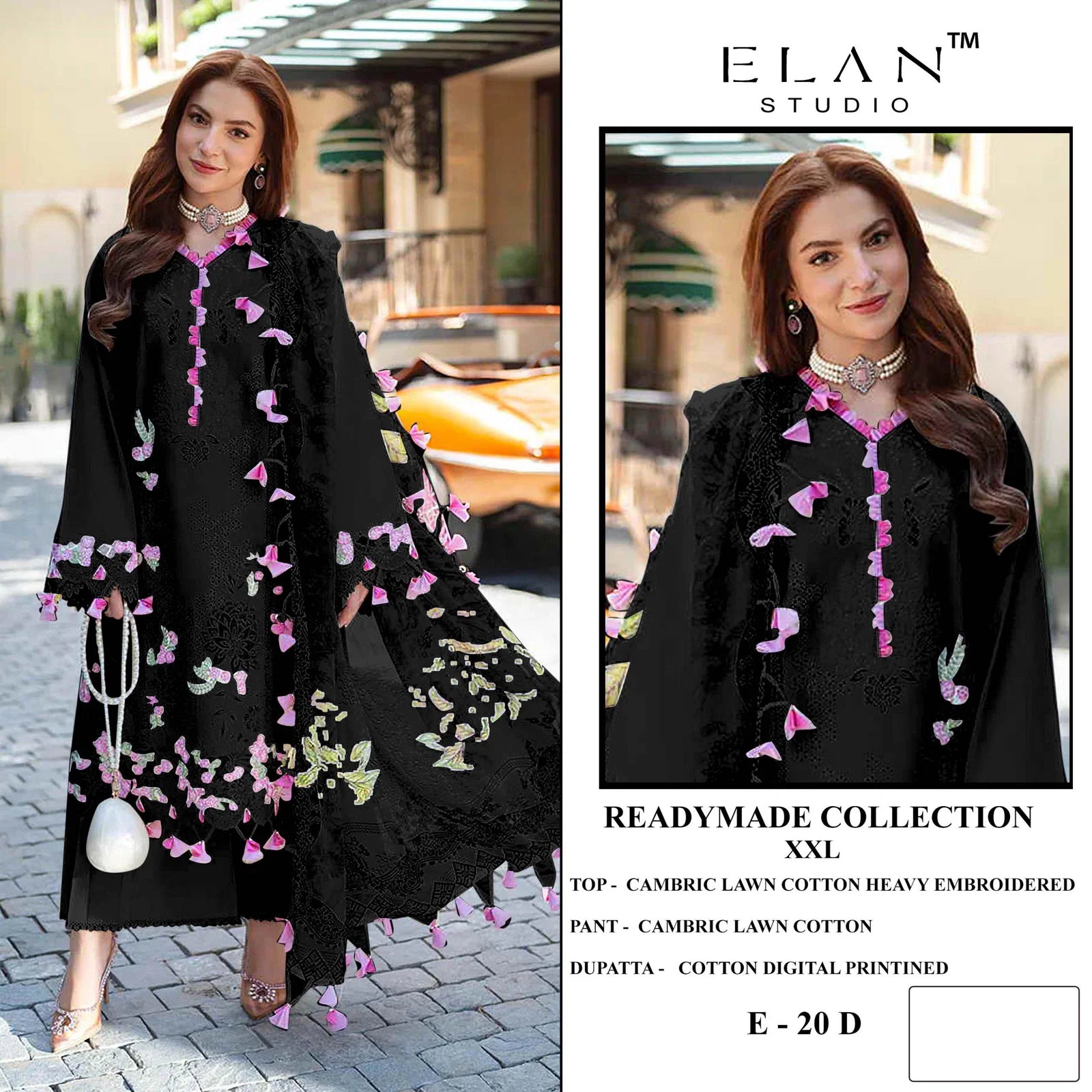 Elan E 20 Cambric Cotton Embroidered Salwar Kameez