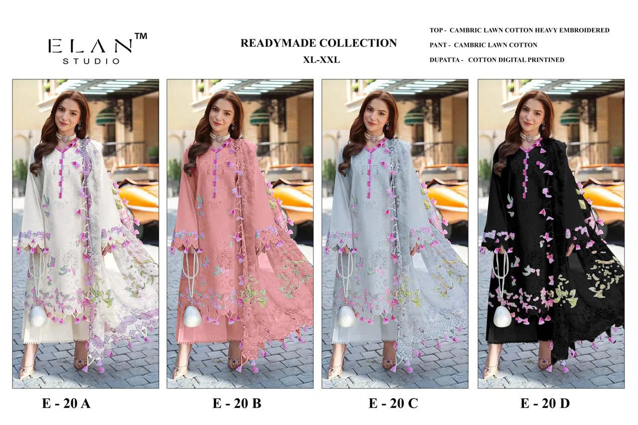 Elan E 20 Cambric Cotton Embroidered Salwar Kameez