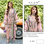 Elan E 21 A To D Cambric Lawn Cotton Embroidered Salwar Kameez Collection