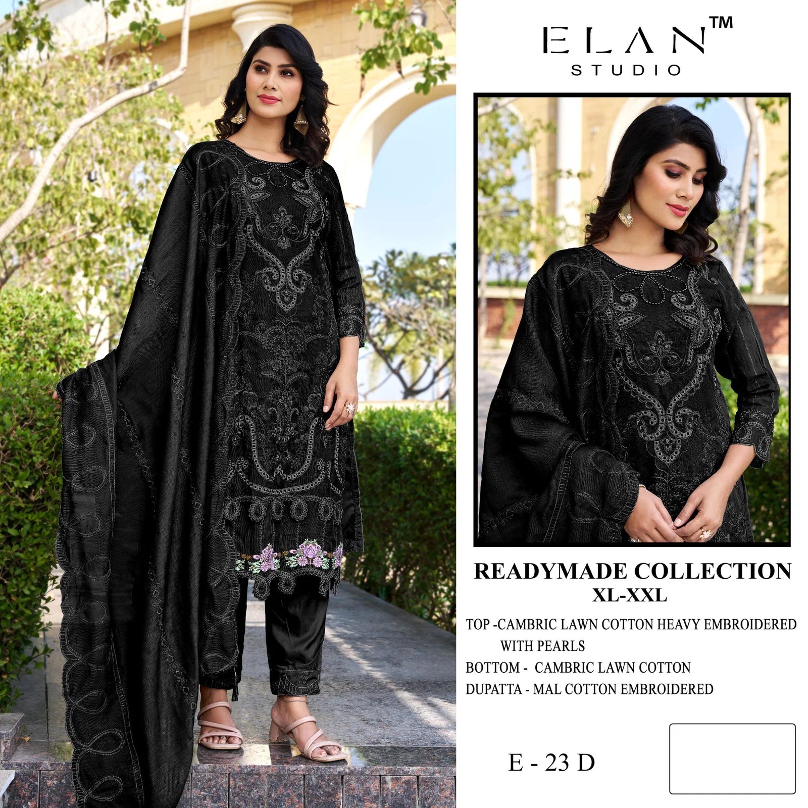 Elan E 23 Cambric Cotton Embroidered Salwar Kameez Collection