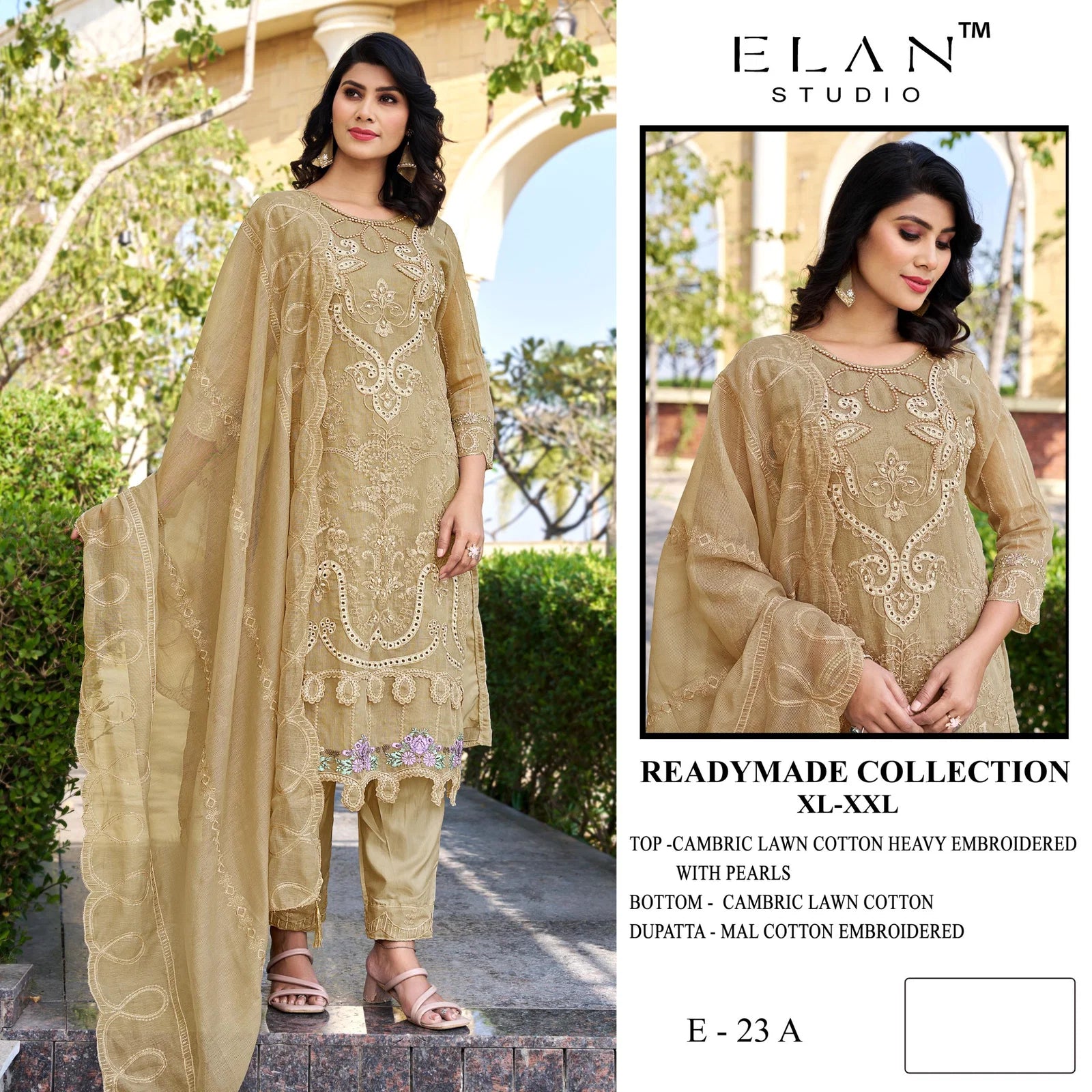 Elan E 23 Cambric Cotton Embroidered Salwar Kameez Collection