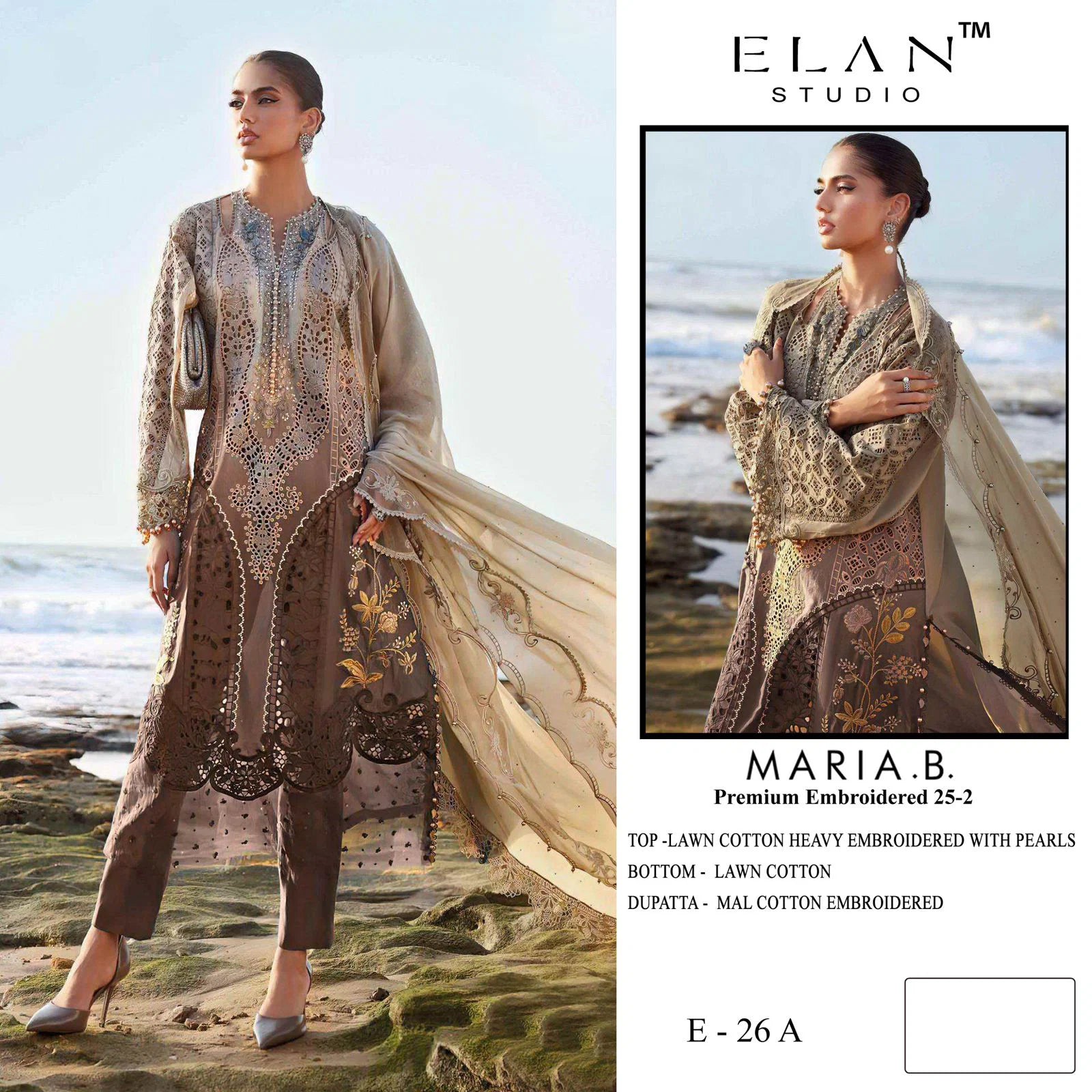 Elan E 26 A To D Cambric Cotton Embroidered Salwar Kameez