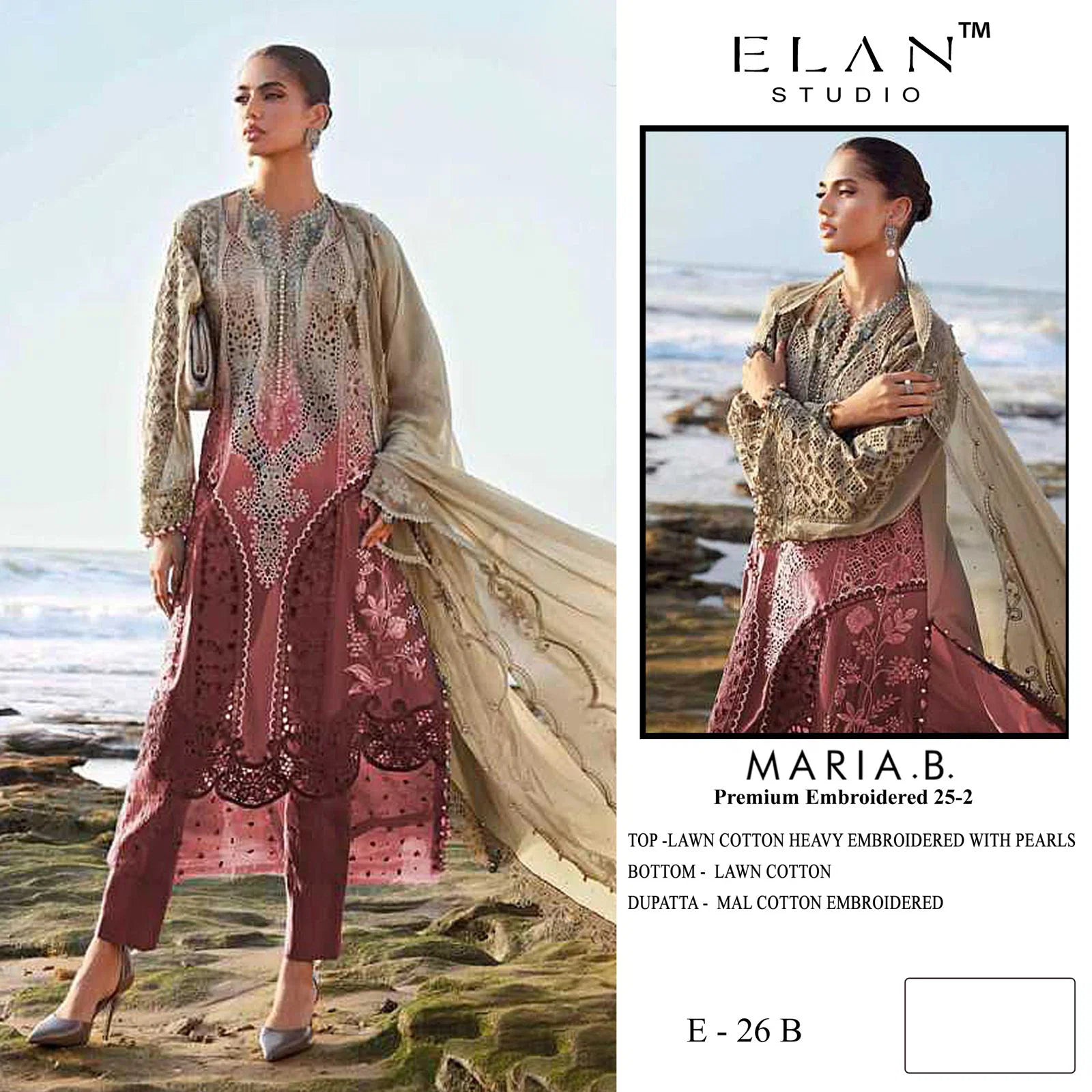 Elan E 26 A To D Cambric Cotton Embroidered Salwar Kameez