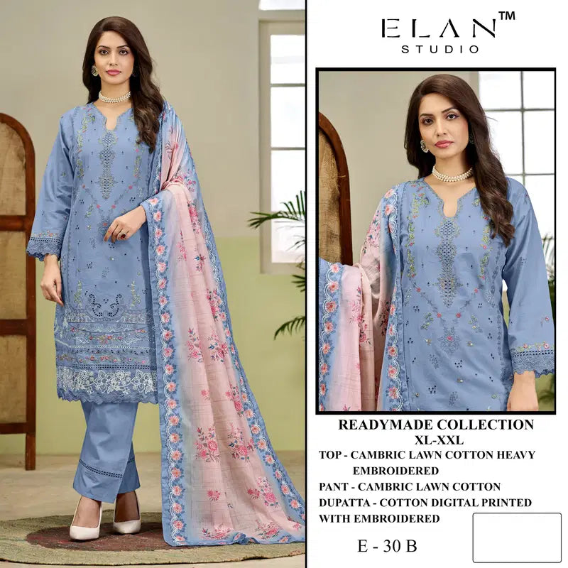 Elan E 30 Cambric Cotton Embroidered Salwar Kameez Collection