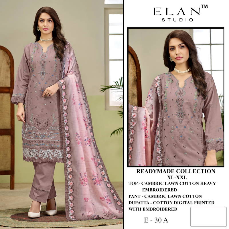 Elan E 30 Cambric Cotton Embroidered Salwar Kameez Collection