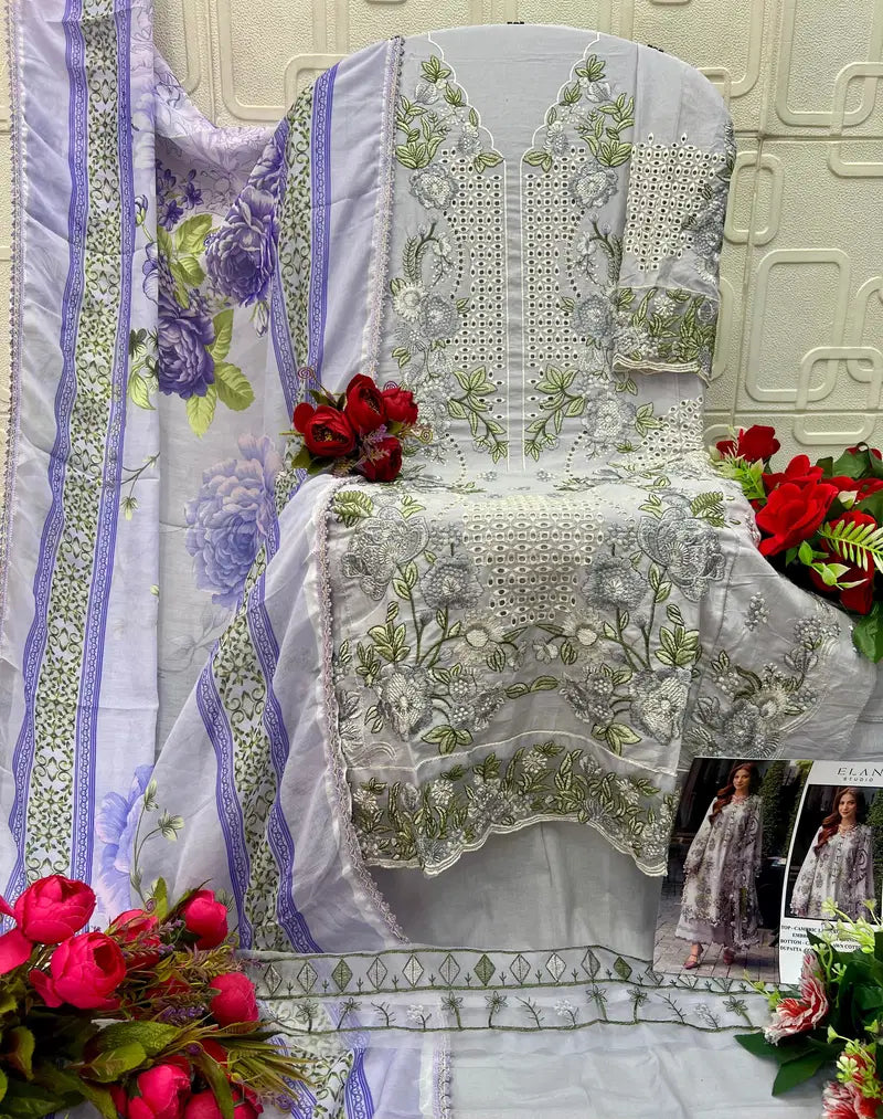 Elan E 37 Cambric Lawn Cotton Embroidered Salwar Kameez