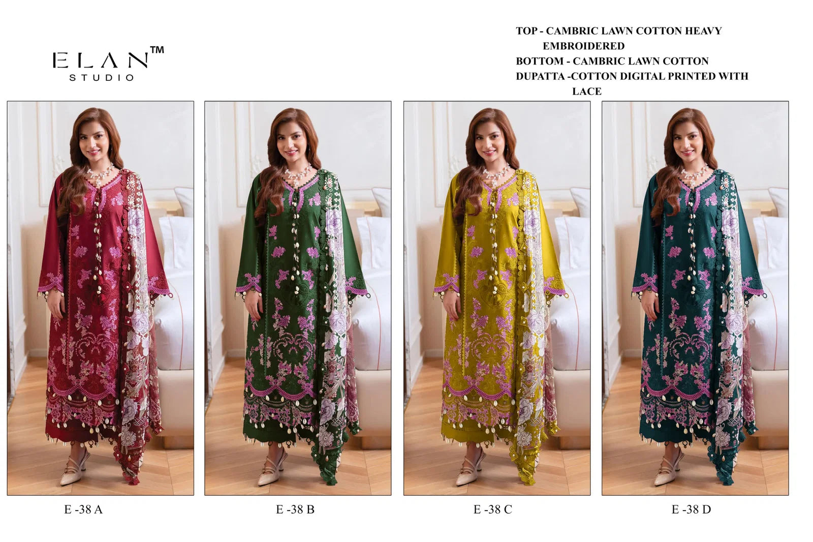 Elan E 38 Cambric Cotton Embroidered Salwar Kameez