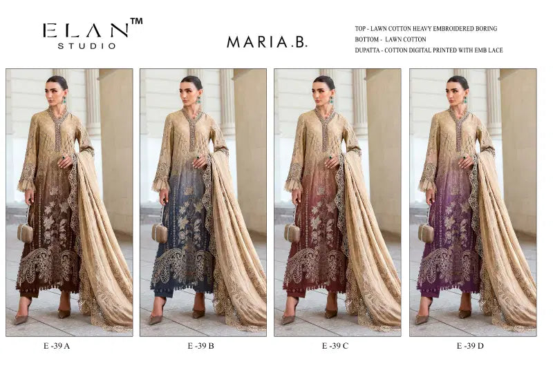 Elan E 39 A To D Cotton Embroidered Salwar Kameez