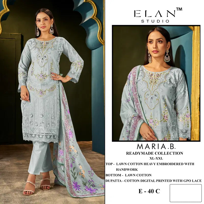 Elan E 40 Cambric Cotton Embroidered Salwar Kameez