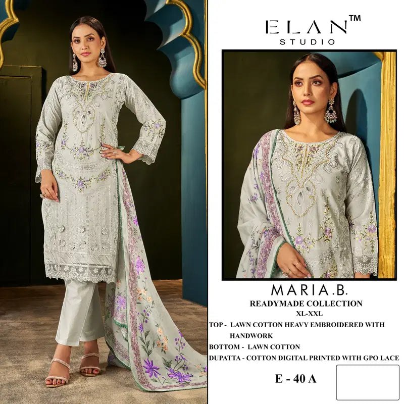 Elan E 40 Cambric Cotton Embroidered Salwar Kameez