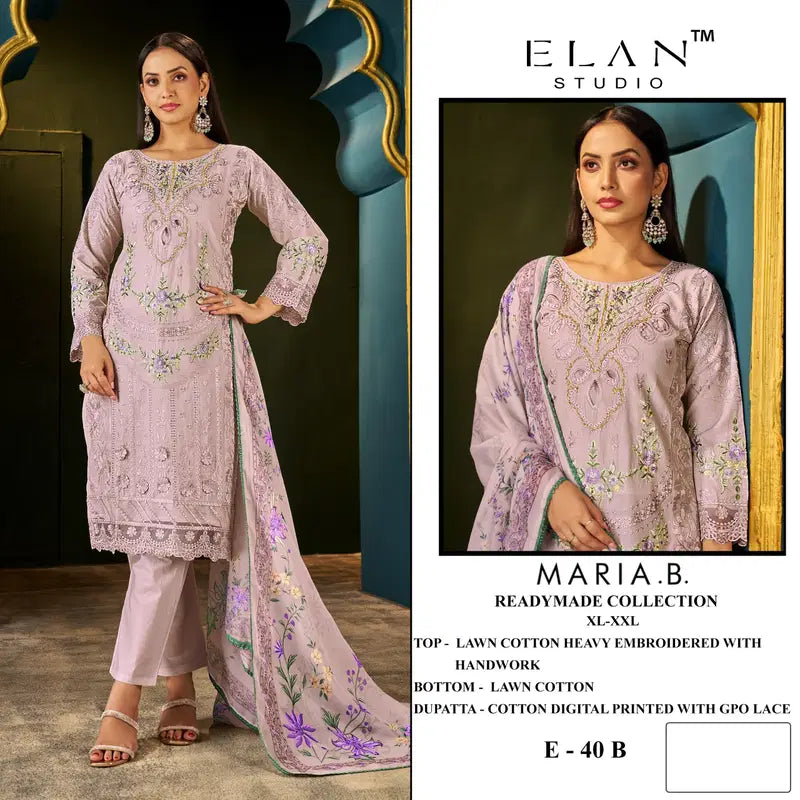 Elan E 40 Cambric Cotton Embroidered Salwar Kameez