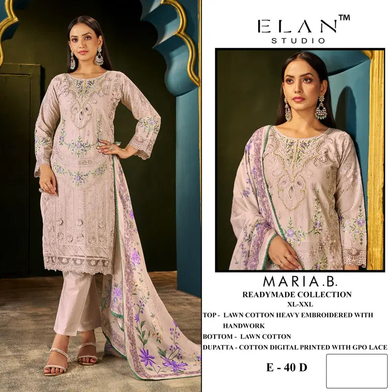 Elan E 40 Cambric Cotton Embroidered Salwar Kameez