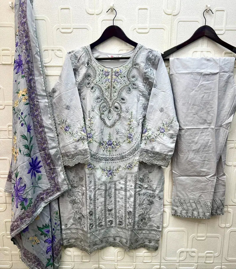 Elan E 40 Cambric Cotton Embroidered Salwar Kameez