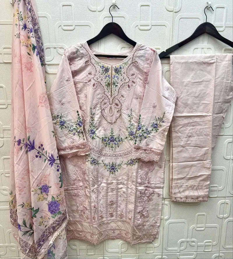 Elan E 40 Cambric Cotton Embroidered Salwar Kameez