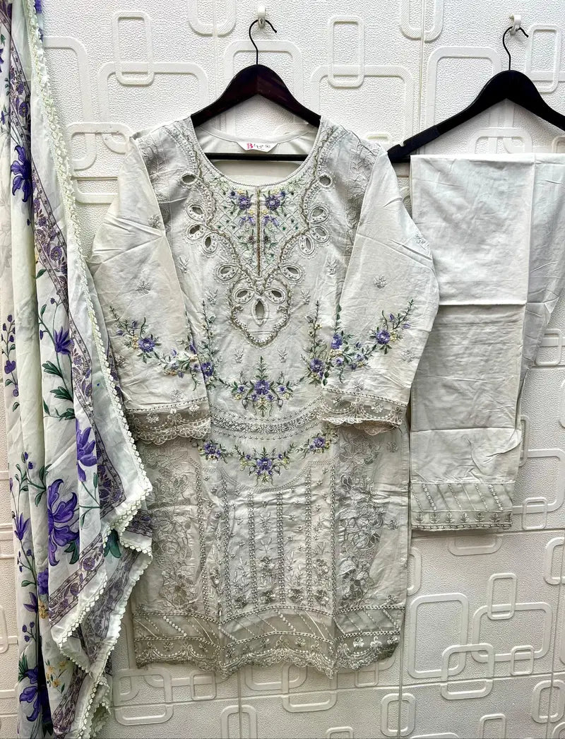 Elan E 40 Cambric Cotton Embroidered Salwar Kameez