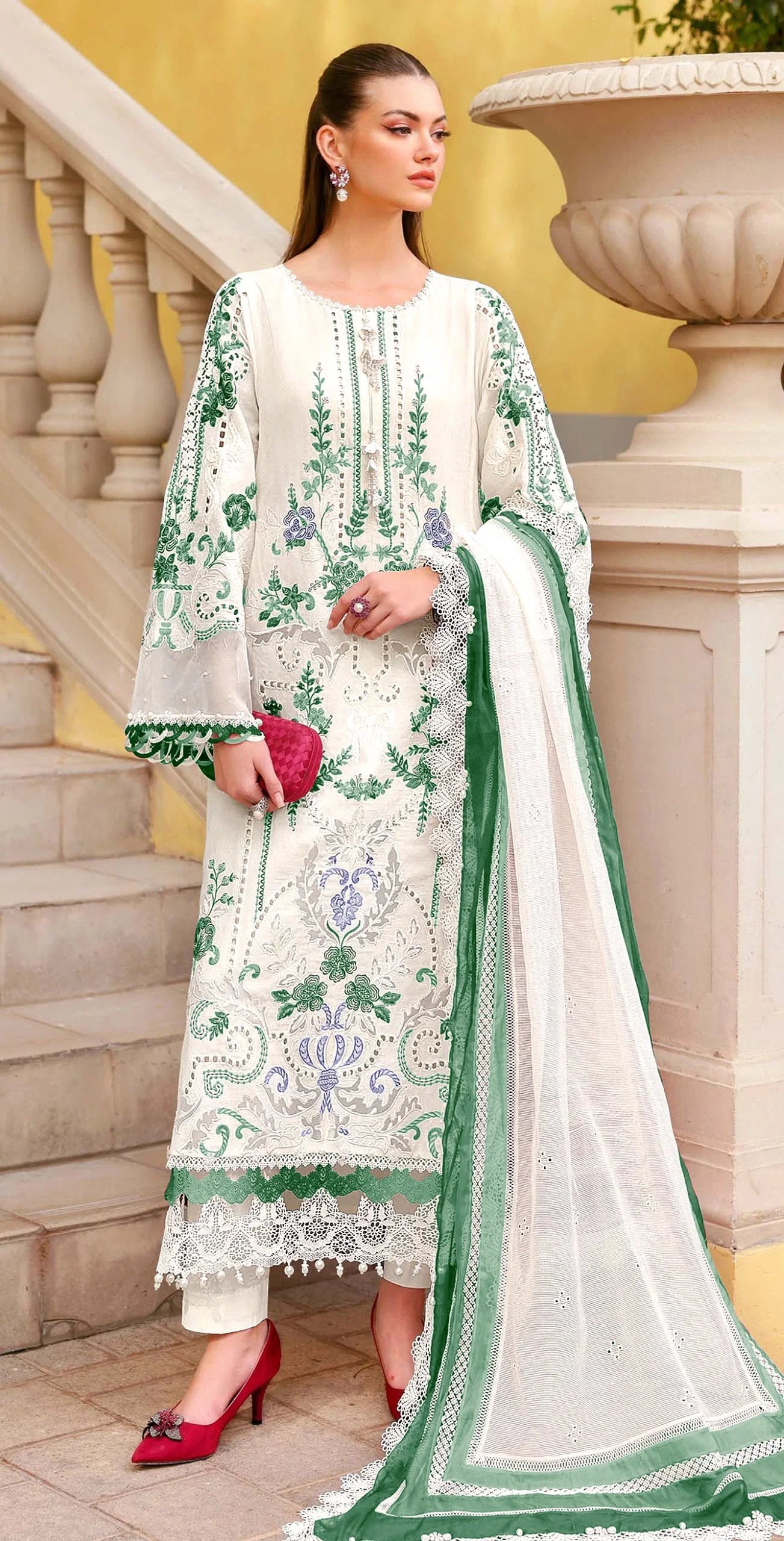 Elan E 42 Cambric Cotton Embroidered Salwar Kameez