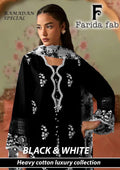 Farida Black And White Readymade Cotton Printed Kurti Pant With Dupatta