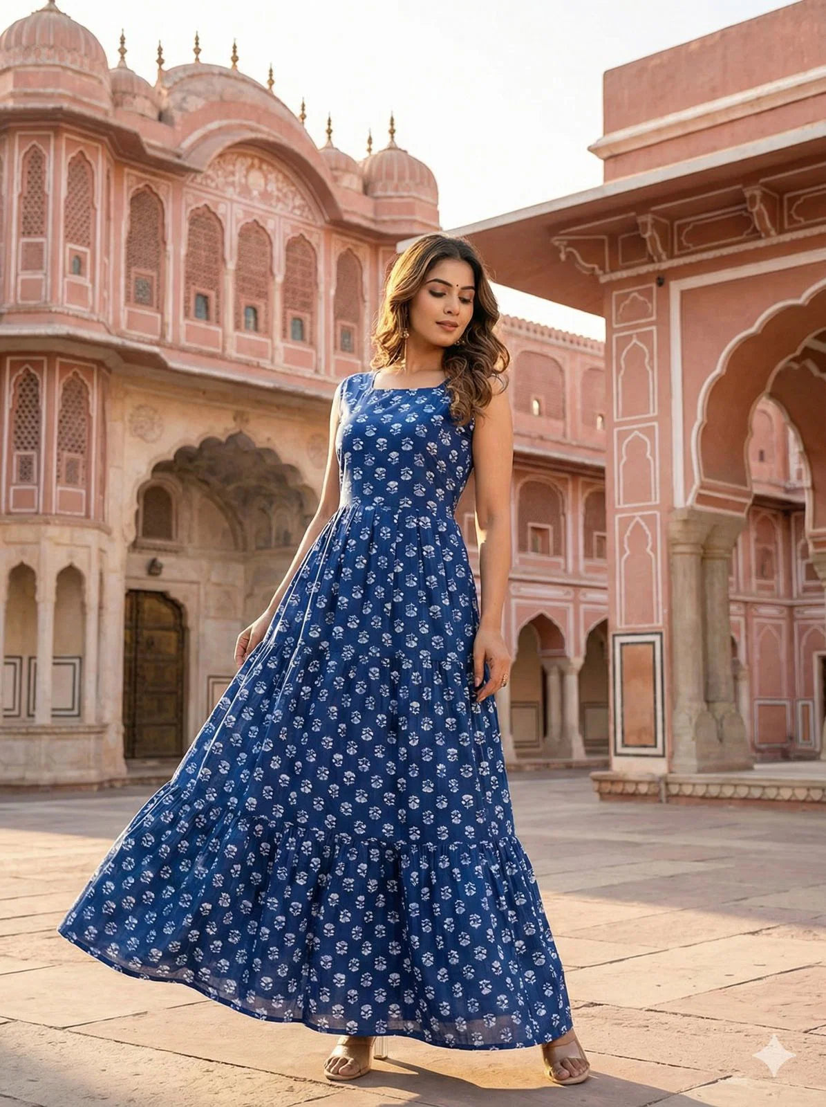 Floral 01 To 05 Cotton Printed Sleeveless Maxi Dress Collection