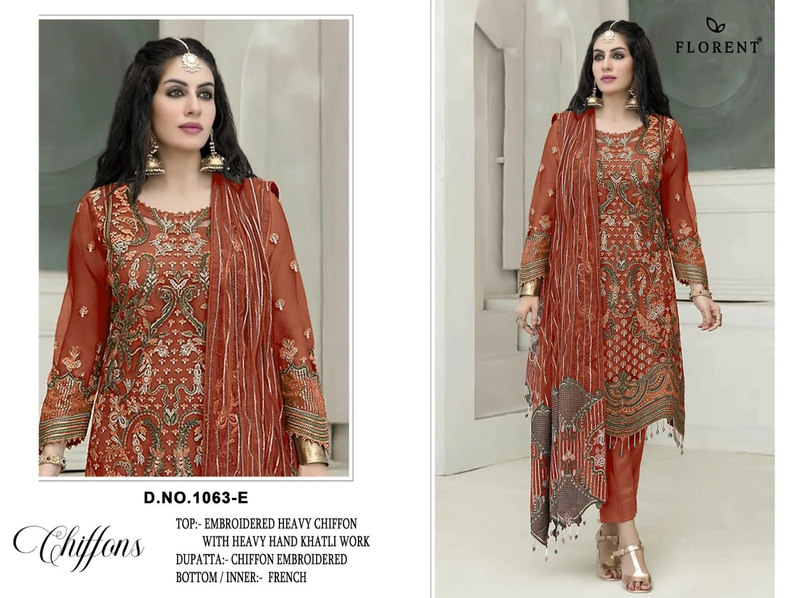 Florent 1063 A To E Chiffon With Emrboidered Salwar Kameez Collection