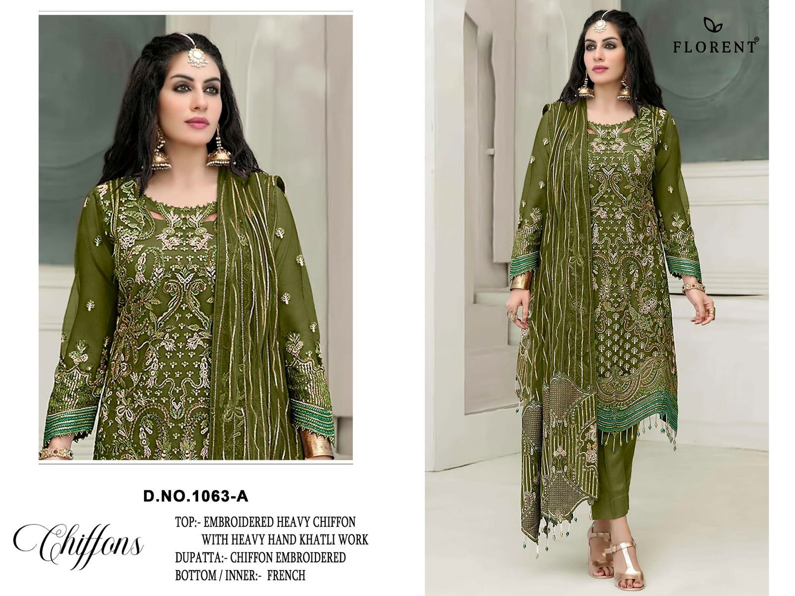 Florent 1063 A To E Chiffon With Emrboidered Salwar Kameez Collection