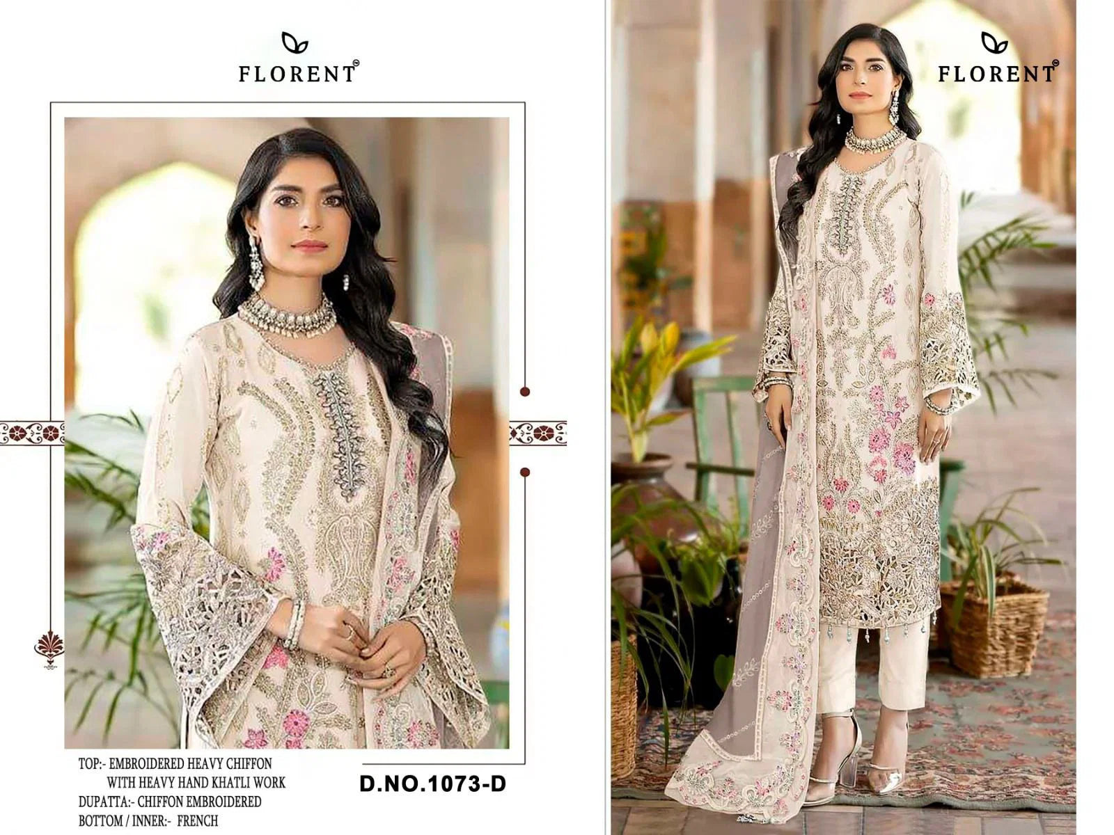 Florent 1073 A To D Chiffon Heavy Embroidered Salwar Kameez