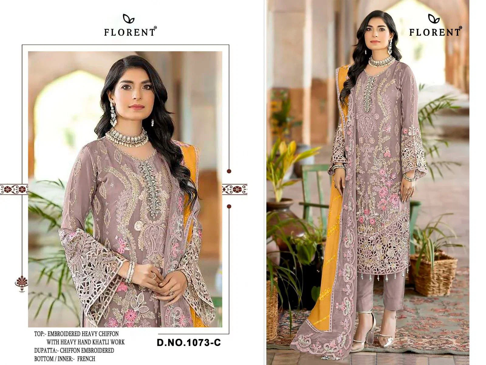 Florent 1073 A To D Chiffon Heavy Embroidered Salwar Kameez