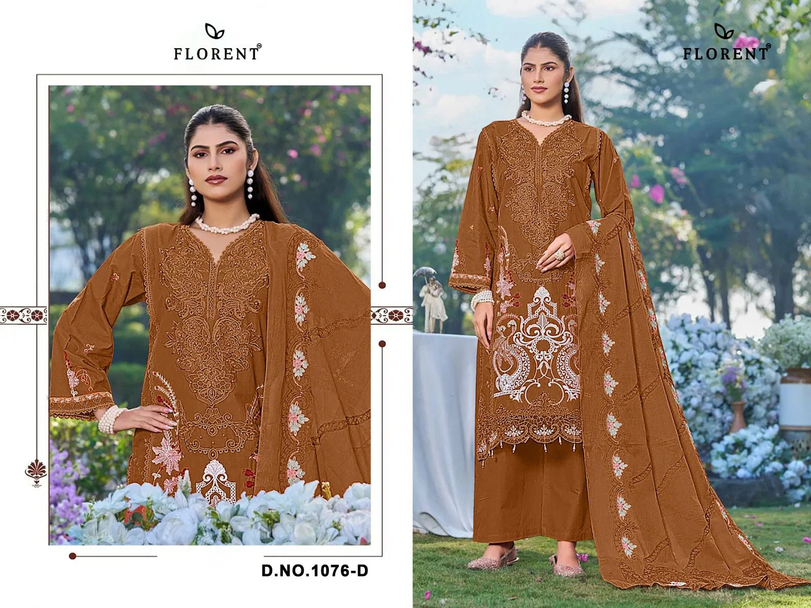Florent 1076 A To D Cambric Cotton Embroidered Salwar Kameez