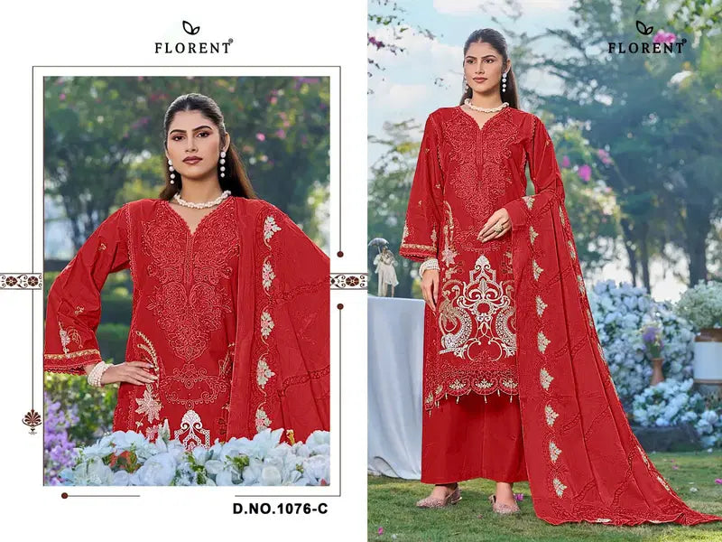 Florent 1076 A To D Cambric Cotton Embroidered Salwar Kameez