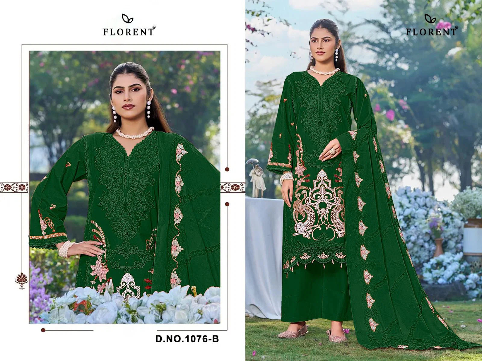Florent 1076 A To D Cambric Cotton Embroidered Salwar Kameez