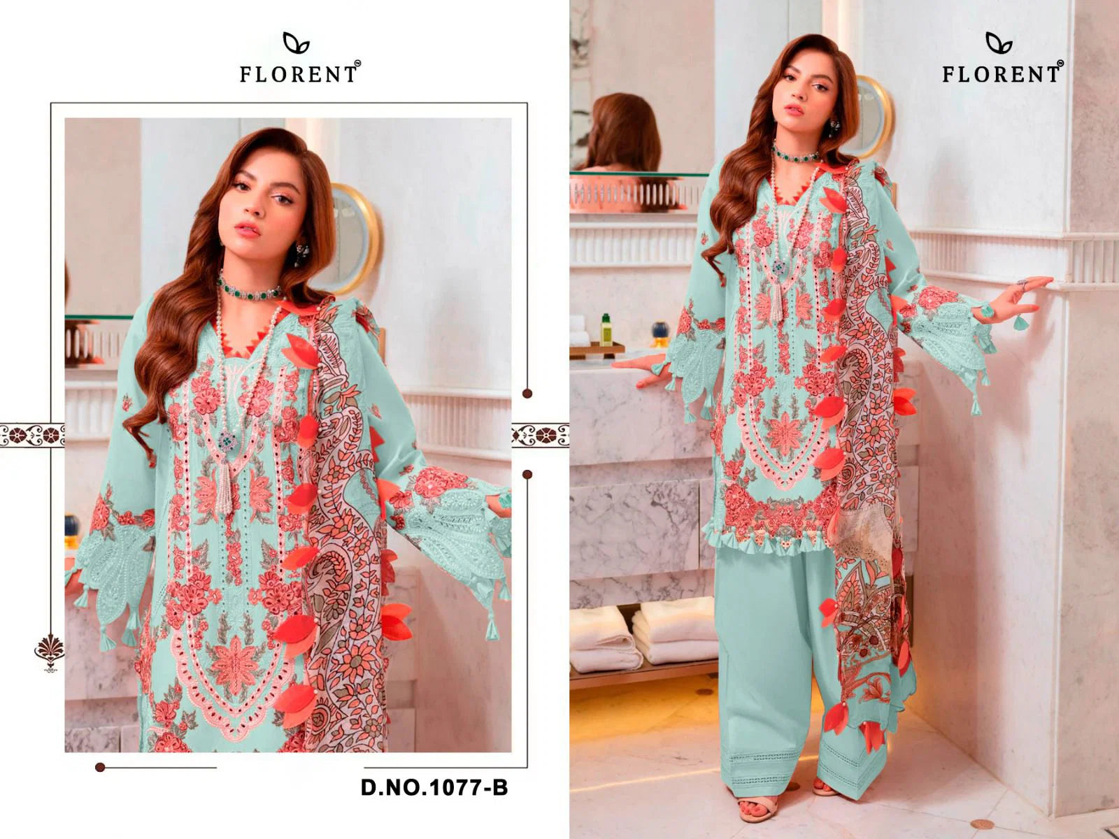 Florent 1077 A To D Cambric Cotton Embroidered Salwar Kameez