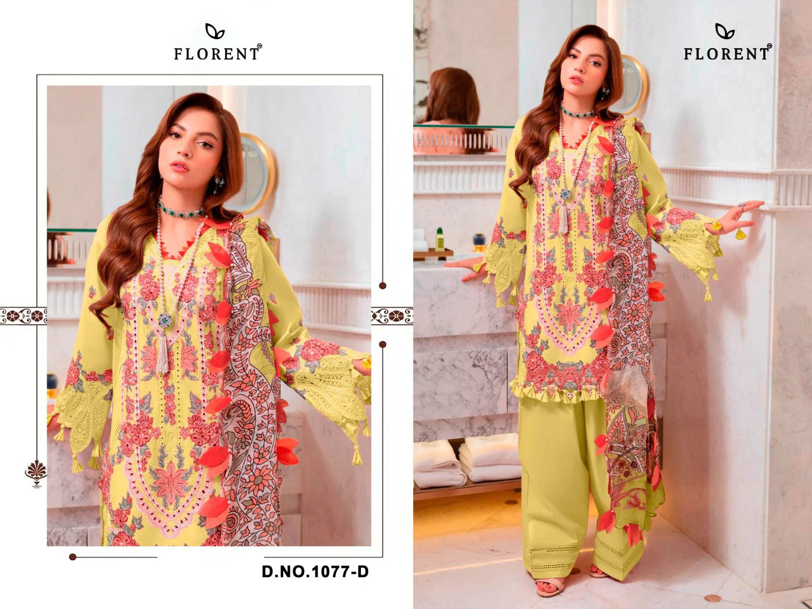 Florent 1077 A To D Cambric Cotton Embroidered Salwar Kameez