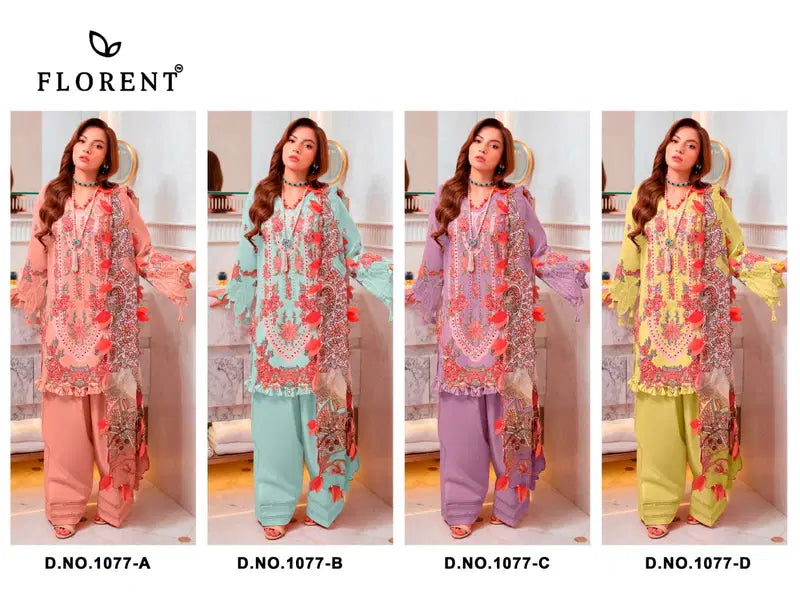 Florent 1077 A To D Cambric Cotton Embroidered Salwar Kameez