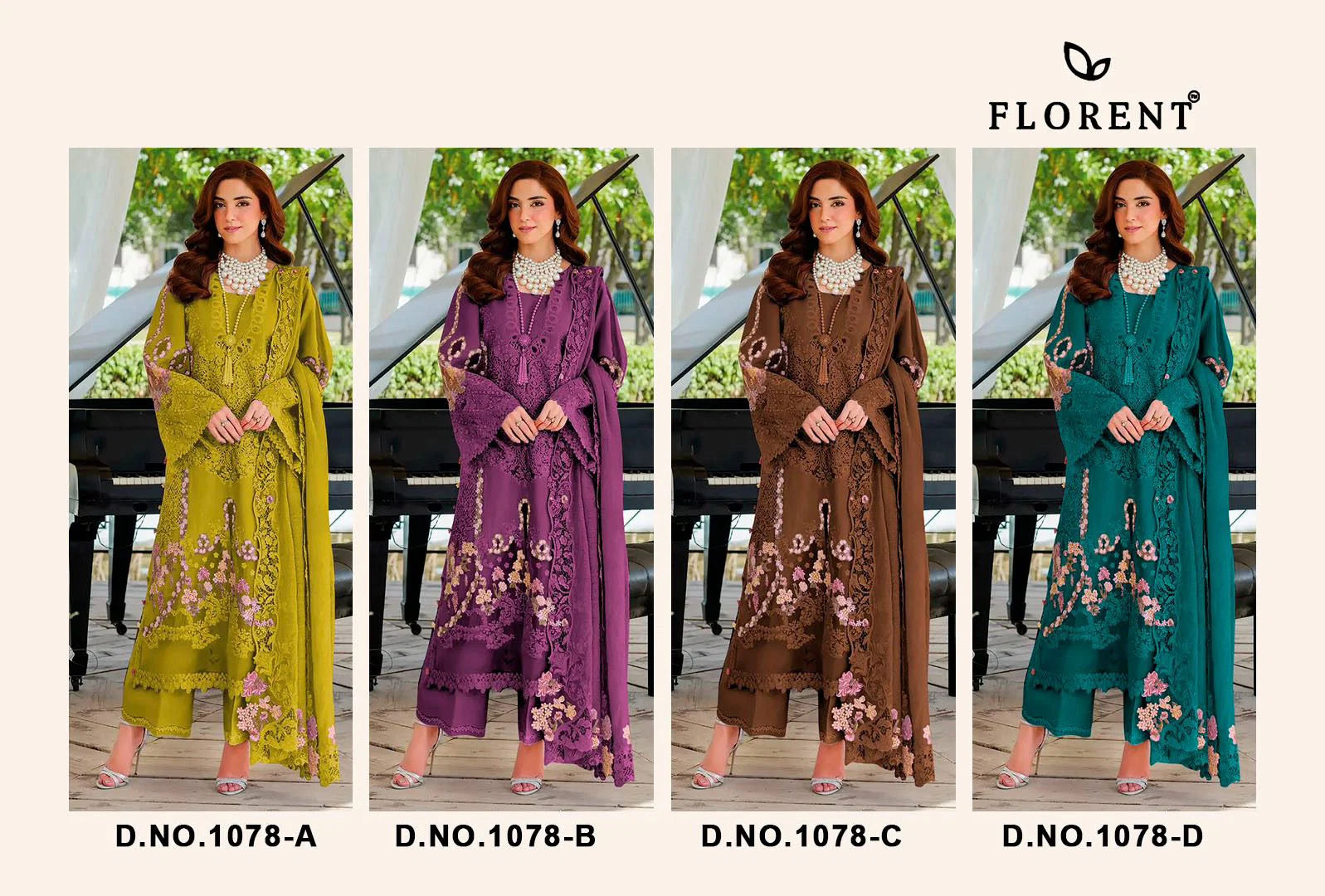 Florent 1078 A To D Cotton With Embroidery Pakistani Salwar Kameez