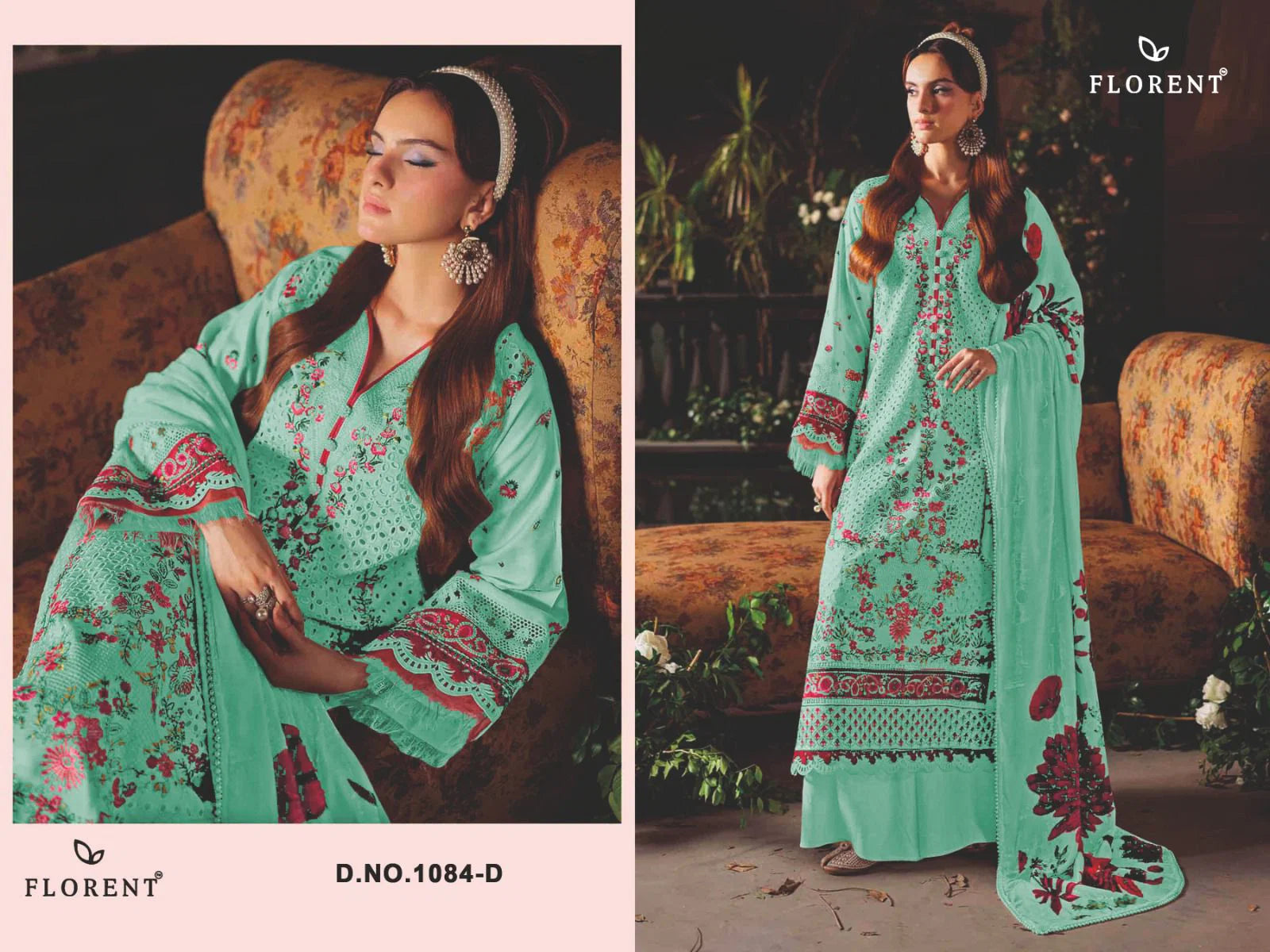 Florent 1084 A To D Cambric Cotton Embroidered Salwar Kameez Collection