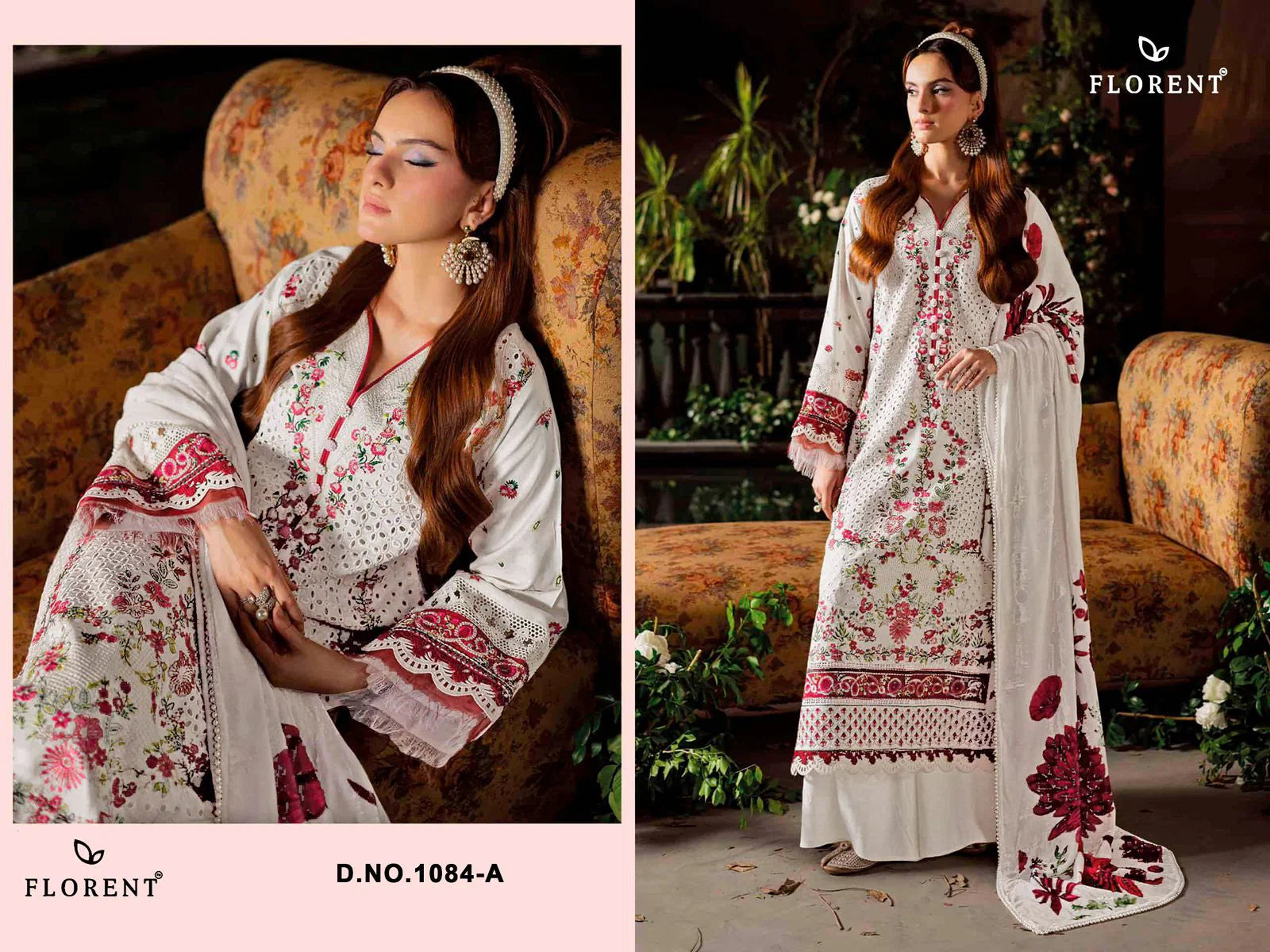 Florent 1084 A To D Cambric Cotton Embroidered Salwar Kameez Collection