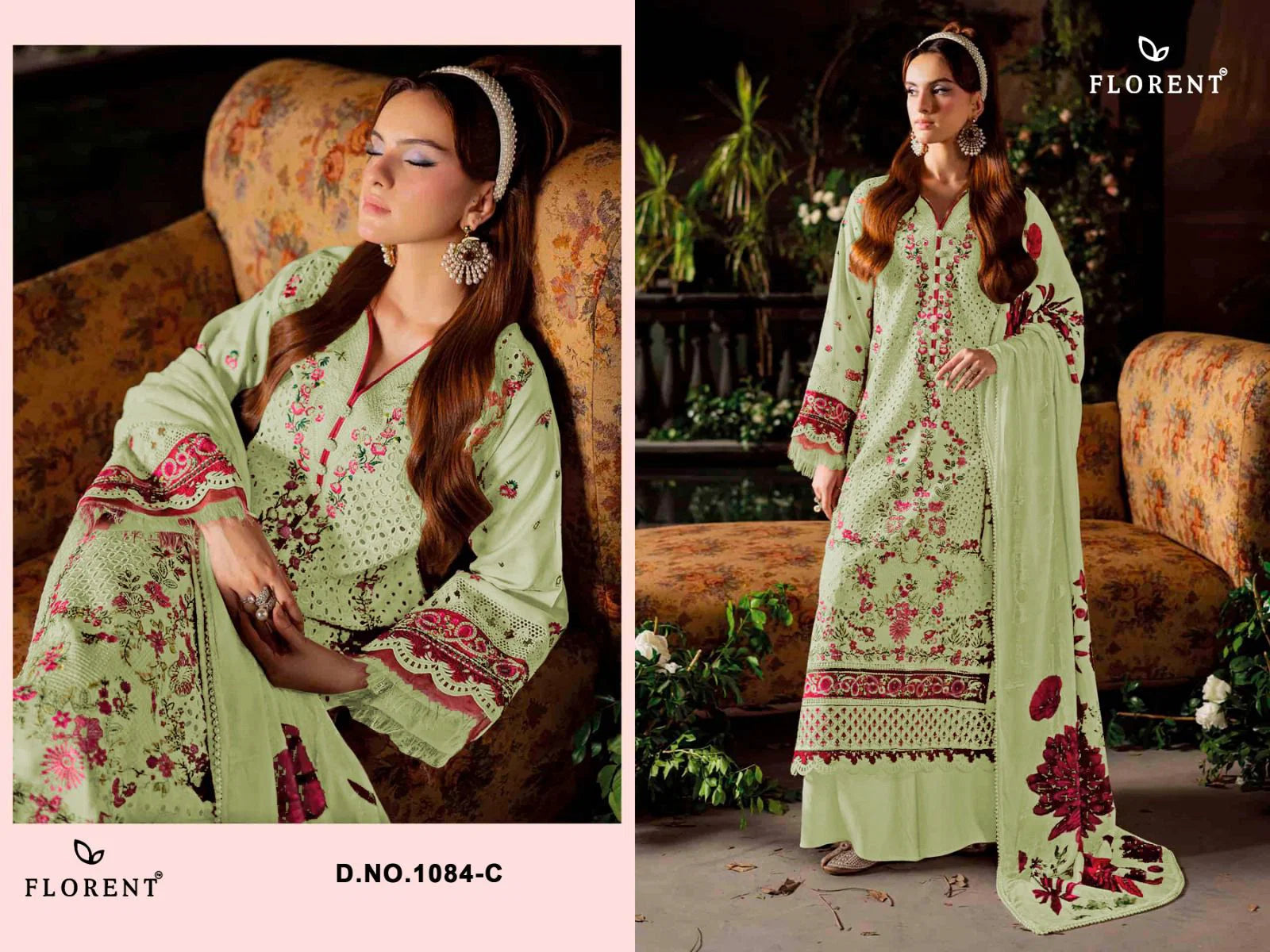Florent 1084 A To D Cambric Cotton Embroidered Salwar Kameez Collection