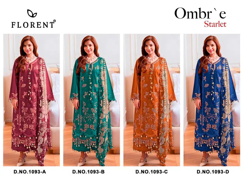 Florent 1093 A To D Cambric Cotton Embroidered Salwar Kameez