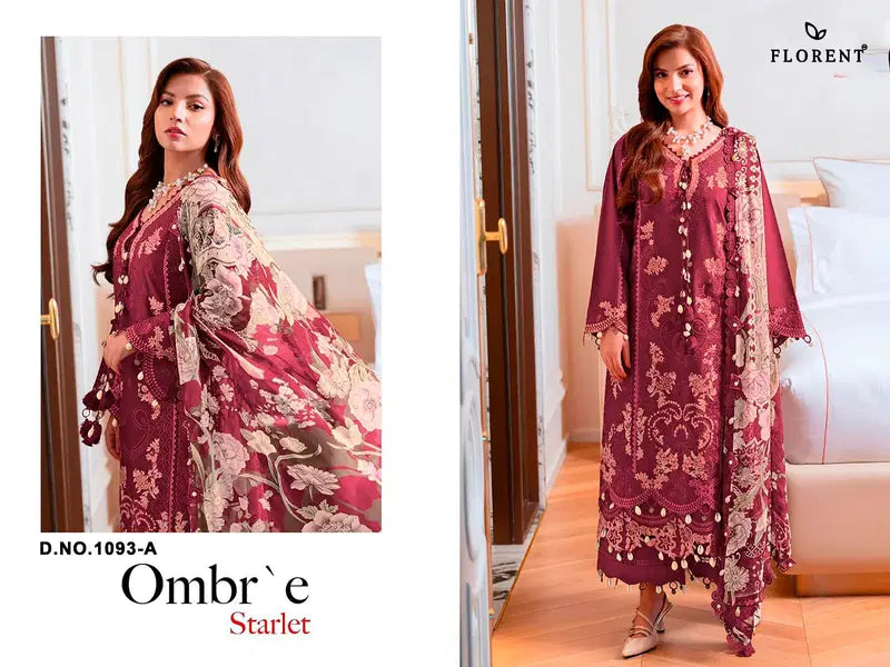 Florent 1093 A To D Cambric Cotton Embroidered Salwar Kameez