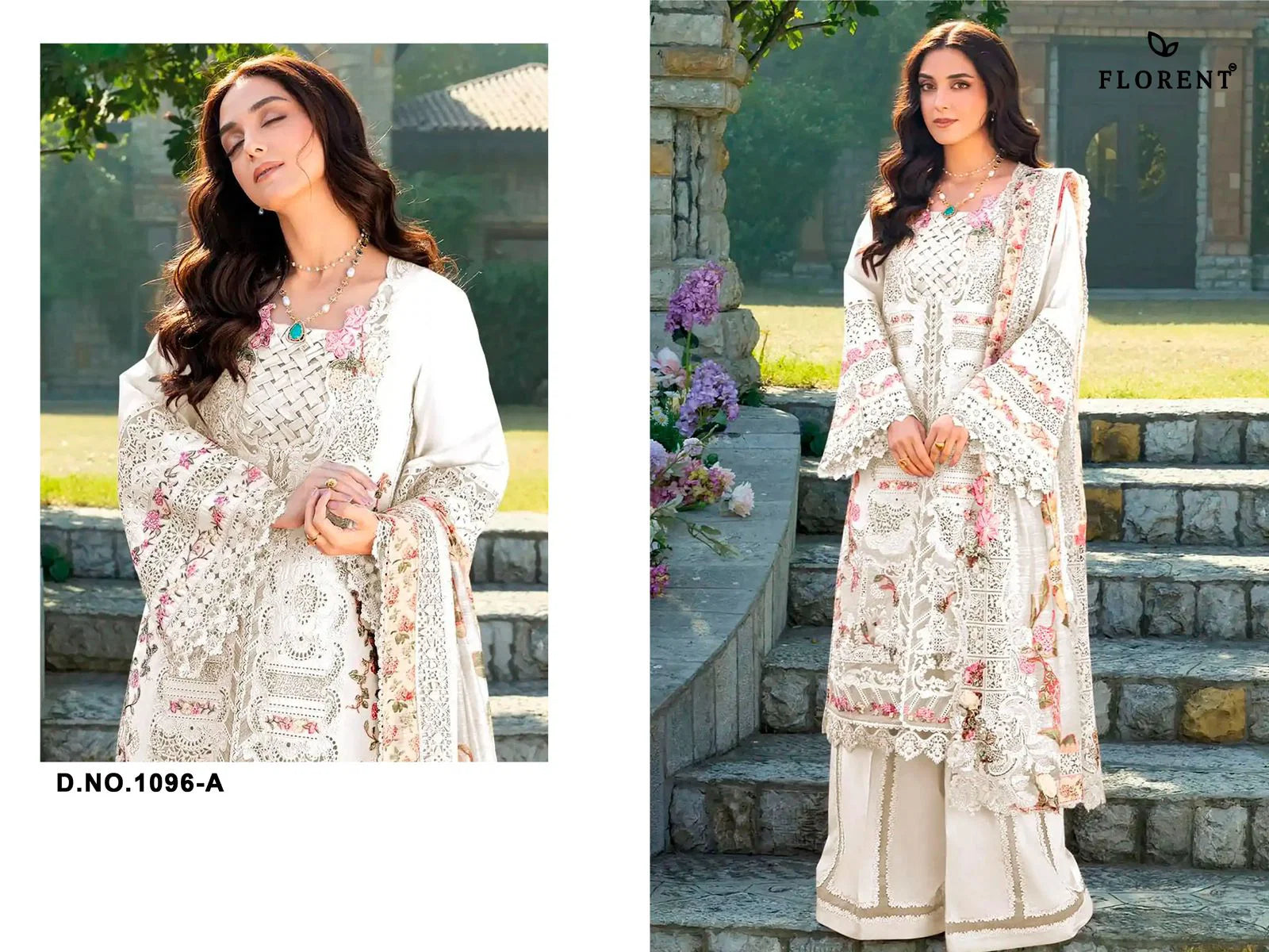 Florent 1096 A To D Cambric Cotton Embroidered Salwar Kameez