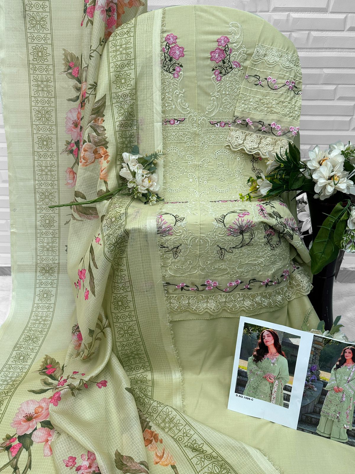 Florent 1096 A To D Cambric Cotton Embroidered Salwar Kameez