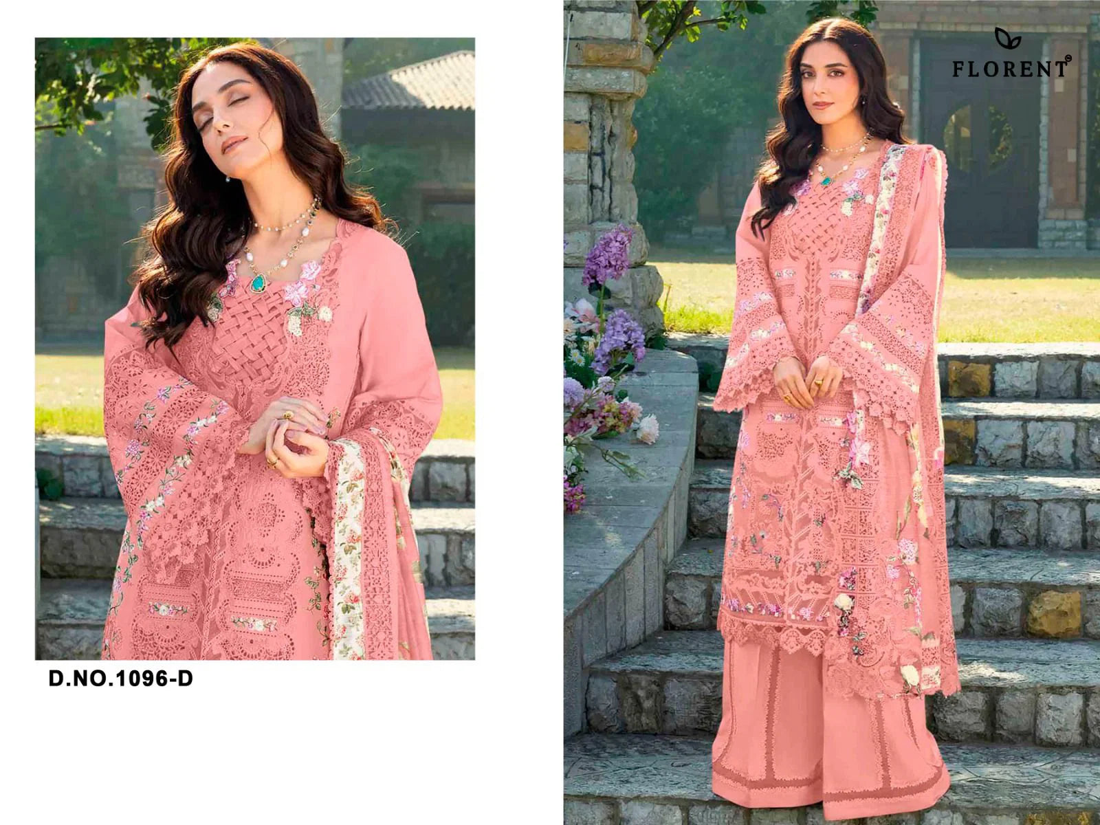Florent 1096 A To D Cambric Cotton Embroidered Salwar Kameez